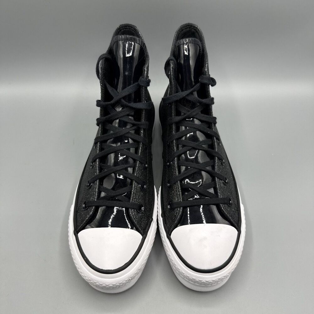 Converse Chuck Taylor All Star Hi Lift Sparkle Black Glitter Platform Size 7.5 - Picture 4 of 10